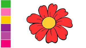 Coloring Flower With Paint And Drawing For Children How To Draw Drawing For Kids Colorful Flowers Drawings