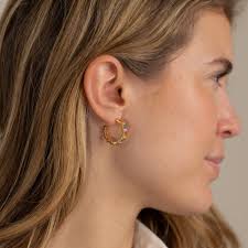 VERONICA RAINBOW GOLDEN CREOL EARRING