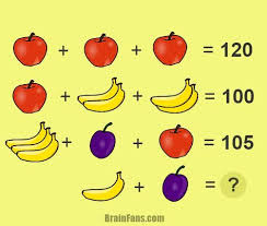 Brain Teaser Number And Math Puzzle Fruit Brain Teaser This Fun Fruit Brain Teasers Requires Logical Math Riddles Brain Teasers Brain Math Maths Puzzles