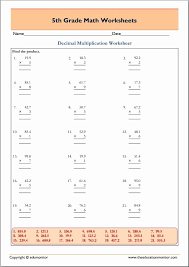 Decimals are just another way to communicate a value that is not a full whole number value. 5th Grade Decimal Multiplication Worksheets Awesome Decimal Multiplication Worksheets Grade 5 Edumonitor Printable Math Worksheets