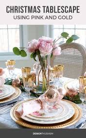 Maybe you would like to learn more about one of these? Elegant Holiday Table Setting With Gold And Pink Christmas Decorations Christmas Table Settings Holiday Table Settings Christmas Table Decorations