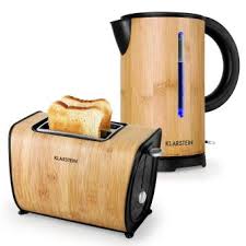 Klarstein Bamboo Garden Set De Petit Dejeuner Bouilloire Grille Pain Design Bambou Ensemble Petit Dejeuner Achat Prix Fnac