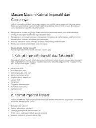 Mereka menggunakan kata kerja intransitif, yaitu kata kerja yang tidak membutuhkan pelengkap untuk memperoleh makna. Macam Macam Kalimat Imperatif Dan Contohnya