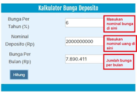 Namun bunga dalam deposito akan dikenakan pajaknya sendiri. Kalkulator Bunga Deposito