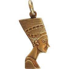 Nefertiti Charm Egyptian Queen 14 Karat Gold From Antiquesofriveroaks On Ruby Lane Egyptian Queen 14 Karat Gold Nefertiti