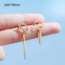 Peri'sbox – boucles d'oreilles asymétriques en forme de plume pour femmes,  bijoux à petits clous géométriques, simples et minimaux | AliExpress