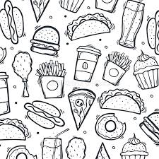 Demikian contoh format surat keterangan sakit dan resep dokter. Fastfood Hand Draw Doodle Background With Tasty Dishes Burger French Fries Soft Drinks And Coffee Stock Vector Illustration Of Pizza Chicken 164442735