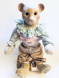 1986 Ala Wishes Teddy Bear WENDY BRENT Love & Roses Doll Musical Wood Base  #6236