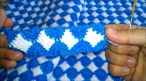 Tig Ve Tunus Isi Birlesimi Mavi Beyaz Battaniye Yapilisi 3 Tunisian Crochet Crochet Patterns Knitting Stiches
