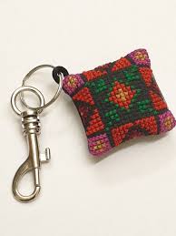Cross stitch keychain sewing pattern materials: Cross Stitch Miniature Keyring Hadeel Fair Trade Palestinian Crafts