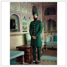 Sabyasachi Green Quilted Silk Sherwani Wedding Outfit Men Sherwani For Men Wedding Wedding Dress Men