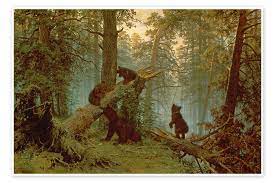 Manhã em uma floresta de pinheiros de Ivan Ivanovich Shishkin em póster,  tela e muito mais | Posterlounge.pt