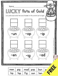 Free March Reading Center Cvc Word Family Sorting Leprechaun And St Patrick S Day Freebie Ki March Math Kindergarten Math Worksheets Kindergarten Learning