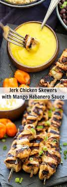 Jerk Chicken Skewers With Mango Habanero Sauce Recipe Runner Food Recipes Caribbean Recipes