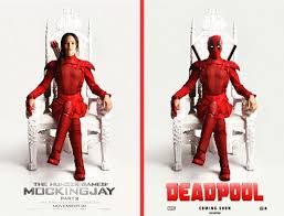 Deadpool is once again riffing on classic pop culture with a new poster for the upcoming sequel that parodies an iconic scene from flashdance. Comiccon Deadpool S Just Sittin Here Parodying Katniss Hunger Games Mockingjay Part 2 Poster Rama S Screen