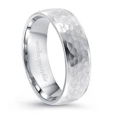 Hammer Finish White Gold Wedding Band Mens Wedding Bands White Gold Wedding Bands Wedding Bands