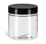 4 oz Clear PET Round Plastic Jar with Smooth Black Lid