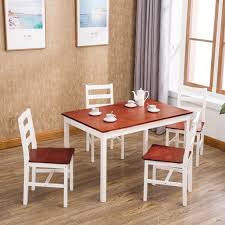 Product title ktaxon 5 piece dining table set,4 chairs,glass table. Mecor 5 Piece Dining Table Set 4 Wood Chairs Kitchen Furniture Wood Walmart Com Walmart Com