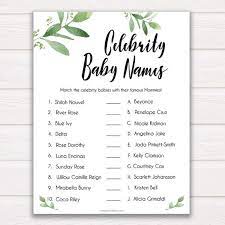 Celebrity Baby Names Games Printable Baby Shower Games Guess Etsy Celebrity Baby Names Baby Name Game Famous Babies