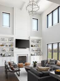 Made to rise ceiling high, create an alcove for furniture, or wrap an existing nook, they can add style, charm, and architecture to an interior. Double Height Family Room Built In Shelves Living Room High Ceiling Living Room Fireplace Built Ins