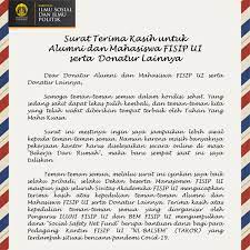 Ucapan tersebut penting sebagai wujud balas budi seusai menerima kebaikan dari. Fisip Universitas Indonesia On Twitter Dan Diberikannya Bantuan Lain Berupa Beasiswa Pjj Bagi Mahasiswa Yang Mengalami Kendala Ketiadaan Akses Internet Untuk Melakukan Pembelajaran Jarak Jauh Sebagai Dampak Situasi Bencana Pandemi Covid 19