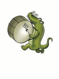 Great Marching Band Tshirt Gifts For Kids Men And Women Who Love Cute Crocodile Or Alligator And Play Marching Instrumen Drums Cartoon Drum And Bass Drums Art