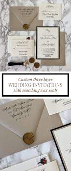 Taupe And Black Wedding Invitation With Wax Seal Cz Invitations Classy Wedding Invitations Wedding Invitations Diy Trendy Wedding Invitations