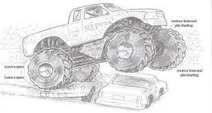 How To Draw A Monster Truck Monster Trucks Drawings Art Worksheets