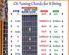 8 String Lap Steel Guitar Chart Poster C6 Tuning Altern