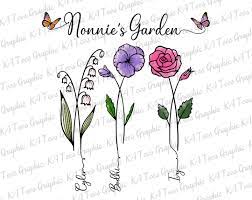 Personalized Nonnie's Garden PNG Flowers Clipart - Etsy