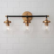 Mixed Metal Globe Vanity Light 3 Light Modern Vanity Lighting Vanity Lighting Industrial Bathroom Lighting