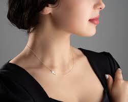 14k Gold Cross Necklace for Women Silver Sideways Cross Necklace Dainty  Cross Pendant Necklaces for Christmas Gift Small Cross Necklace Tiny