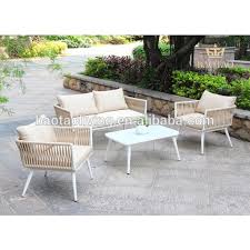 طقم صوفا بحبل من الألومنيوم باللون الكريمي في حزمة هيكل دينار كويتي بواسطة كارتون حديقة الأثاث أثاث من الصين على Topchinasupplier Com