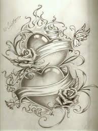 2 Hearts Roses Drawing Tattoo Design Drawings Tattoo Drawings