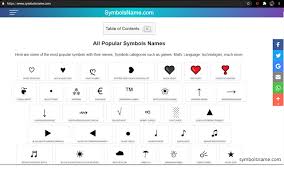 Cool symbols copy and paste. Symbols Name Get Symbol Name List áˆ 1