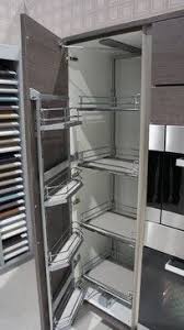Bauformat Kbis 2014 Modern Kitchen Cabinets Tall Pantry Unit With Rolling Our Easy Storage Mech Modern Kitchen Cabinets Kitchen Cupboards Contemporary Kitchen