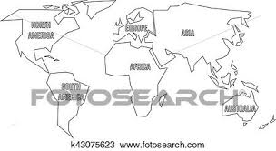 Weltkarte umrisse zum ausdrucken | my blog. Vereinfacht Schwarz Aufreissen Von Weltkarte Geteilt To Sechs Continents Einfache Flache Vektor Abbildung Weiss Hintergrund Clipart K43075623 Fotosearch