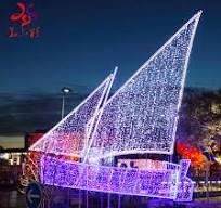 Outdoor Commercial IP65 3D Boat Sculpture LED Ship Motif ...
