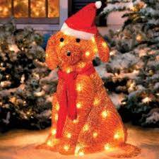 Lighted Golden Retriever With Santa Hat Decorating With Christmas Lights Outdoor Christmas Decorations Affordable Christmas Decorations