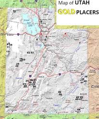 Utah Gold Placer Map Gold Panning Utah Gold Prospecting Map State Map
