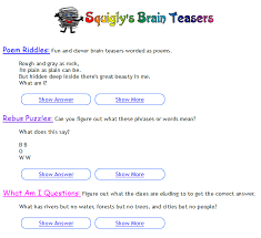 There are 9 puzzles varying from easy to intermediate to difficult. Brain Teasers Daily Dose At Internet 4 Classrooms