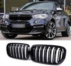Sna Front Kidney Grille For Bmw X5 F15 X6 F16 X5m X6m Double Slats Abs Gloss Black Kidney Grill Bmw X5 Gloss Black Car Exterior