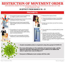 The movement control order was introduced to restrict the movement of people in malaysia, in an effort to slow down the spread of. Restriction Of Movement Order Prime Minister S Office Of Malaysia