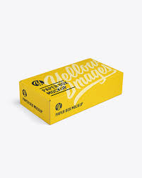 Paper Box Mockup Half Side View High Angle Shot In Box Mockups On Yellow Images Object Mockups