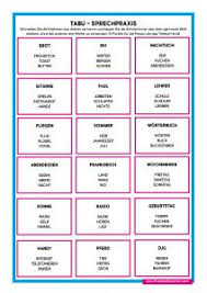 A player chooses a card and has to make his partners guess the word on the card without saying the taboo words listed below the word. Low Prep Speaking And Vocabulary Practice Activity For Language Lessons Taboo Private German Tutor Online French Teacher Qualified Efl Tutor