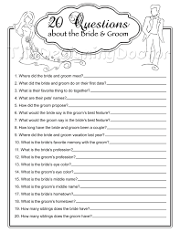 Groom, bride's mother, groom's mother, maid of honor, best man, bridesmaids, groomsmen. Bridal Shower Games Questions For Bride And Groom