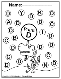 It includes a variety of types of games that challenge different fine motor and thinking skills, too. Set Of Abc Dinosaur Trex Activity Paint A Dot Preschool Coloring Sheets