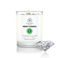 Place the stone over your heart chakra for 10 to 15 minutes while visualising an emerald green or pink light shining in the center of your chest. Heart Chakra Crystal Candle Chakras Crystal Candle Soy Wax Vegan Natural Cruelty Free Crystal Healing Self Care Meditation Crystal Candles Candles Home Living Safarni Org