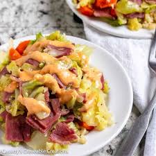 Other foods that go with corned beef include blanched green bland salad, homemade bread, charred cabbage, and roasted sunchokes, and of course potatoes. Easy Keto Corned Beef And Cabbage Cassidy S Craveable Creations