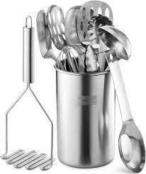 Sold and shipped by eforcity. Buy Bartnelli 11 Piece Kitchen Utensils Set With Holder Non Stick Stainless Steel Cooking Utensils With Heat Resistant Handle Includes Cooking Spoons Potato Smasher Slotted Turner Whisk And More Online In Germany B08q1rgqzx